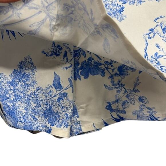 New D&CO Denim+Company Blue & Beige Toile Print Preppy Skort Pockets Size Medium - Picture 4 of 10
